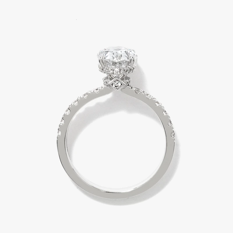 Oval Lab-Grown Diamond Engagement Ring with Hidden Halo 14K White G