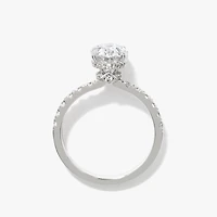Oval Lab-Grown Diamond Engagement Ring with Hidden Halo 14K White G