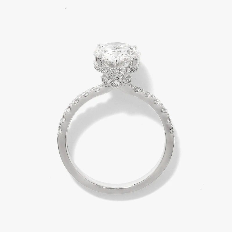 Oval Lab-Grown Diamond Engagement Ring with Hidden Halo 14K White G