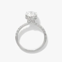 Oval Lab-Grown Diamond Engagement Ring with Hidden Halo 14K White G