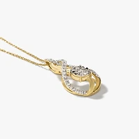 Diamond Cluster Necklace in 10K Yellow and White Gold (0.50 ct tw)
