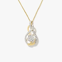 Diamond Cluster Necklace in 10K Yellow and White Gold (0.50 ct tw)
