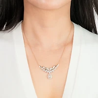 Diamond Cluster Necklace in 10K Yellow and White Gold (1.10 ct tw)