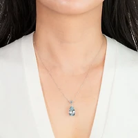 Blue Topaz Necklace in 10K White Gold