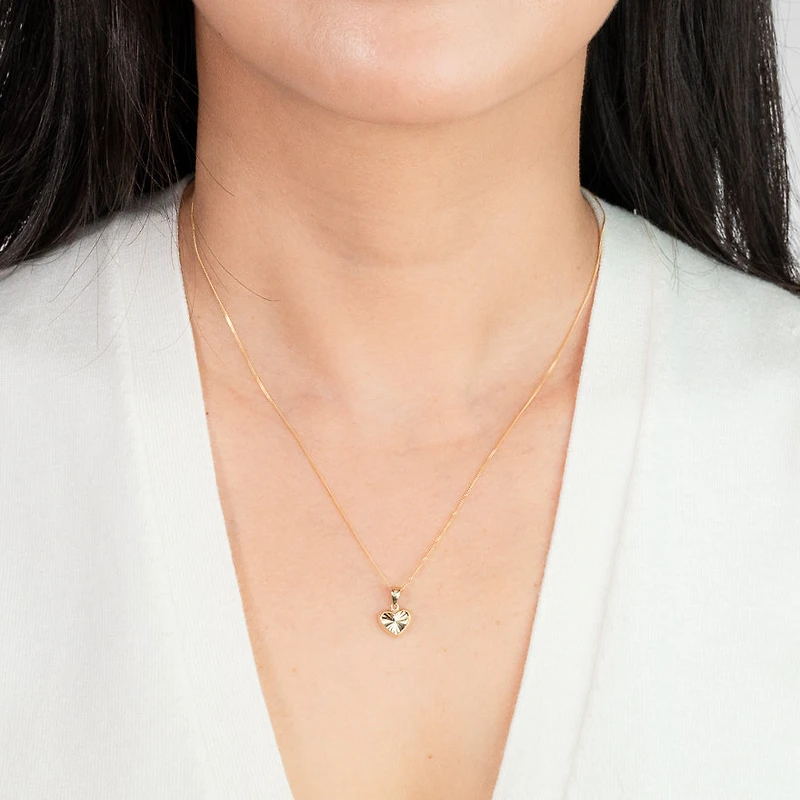 Sunray Heart Pendant in 10K Yellow Gold