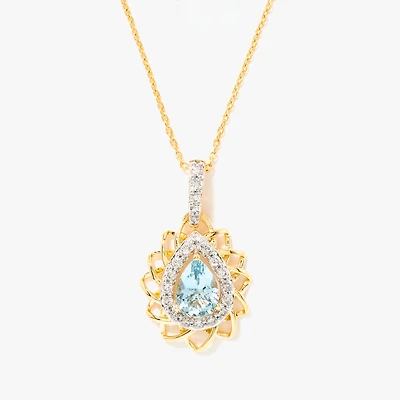 Aquamarine Necklace in 10K Yellow Gold