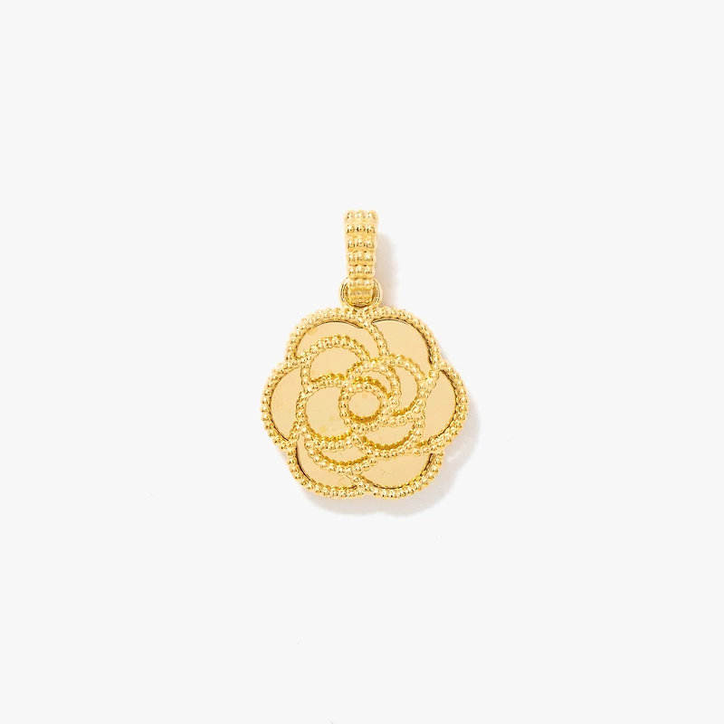 Beaded Rose Charm in 10K Yellow Gold