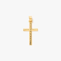 Diamond Cut Cross Pendant in 14K Yellow Gold