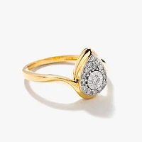 Pear Shape Diamond Cluster Ring 10K Yellow and White Gold (0.15 ct