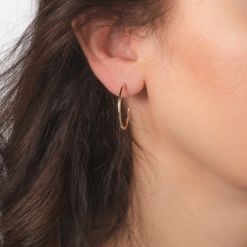 Oval Hoop Stud Earrings in 10K Yellow Gold