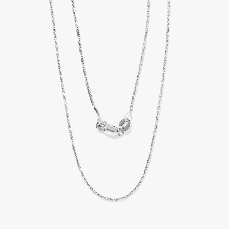 14K White Gold Round Wheat Chain 1.00mm (18")