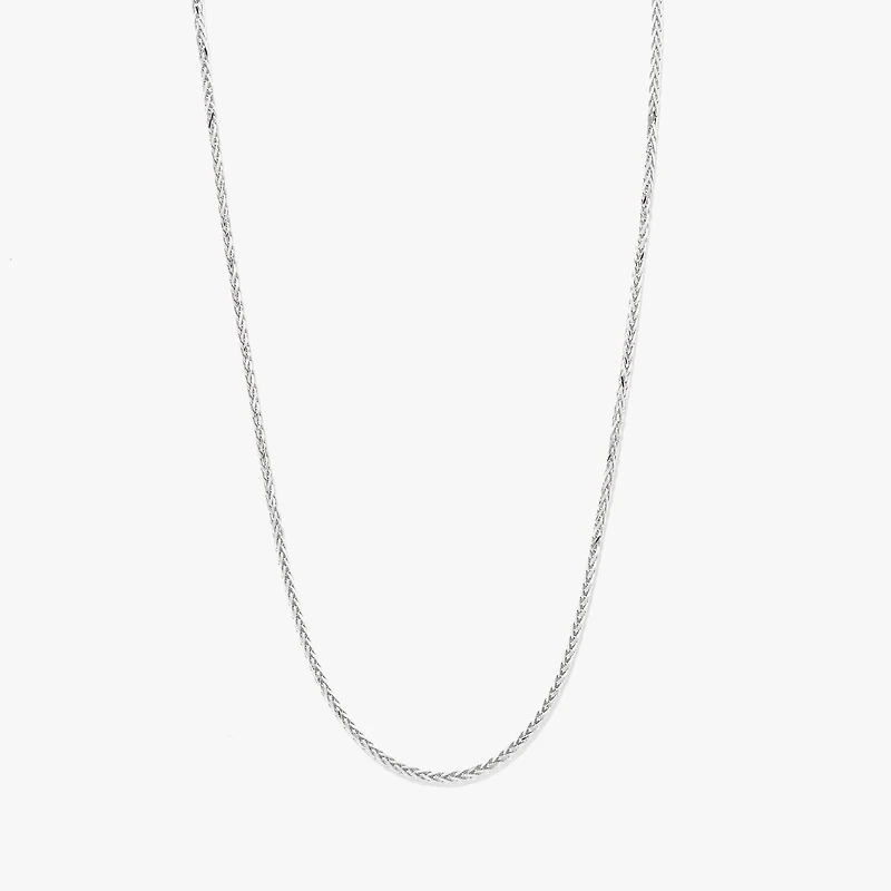 14K White Gold Round Wheat Chain 1.00mm (18")