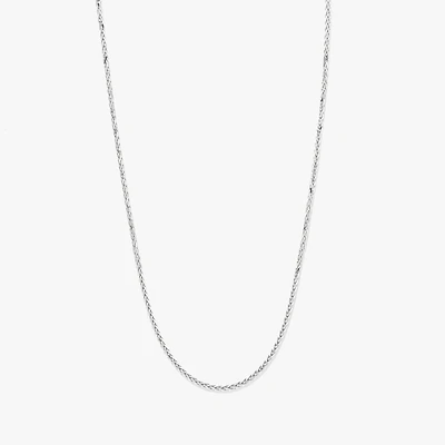 14K White Gold Round Wheat Chain 1.00mm (18")