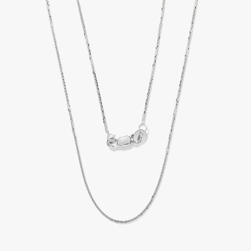 14K White Gold Square 1.00mm Wheat Chain (18")