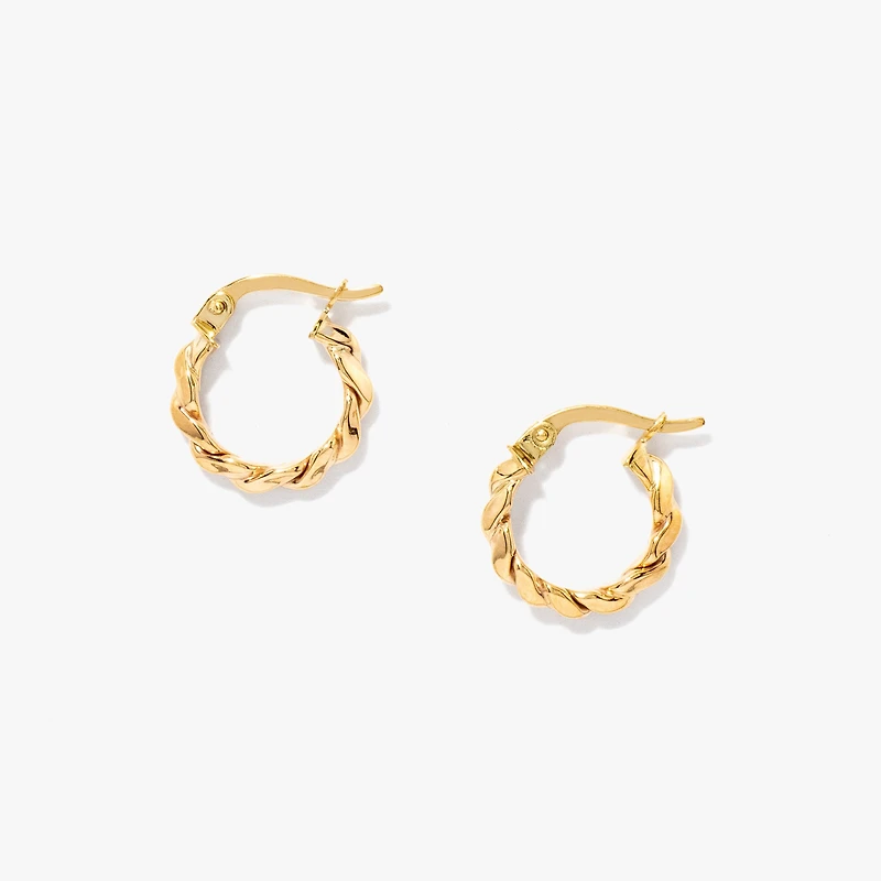 Twisted Hoop Earrings in 10K Yellow Gold