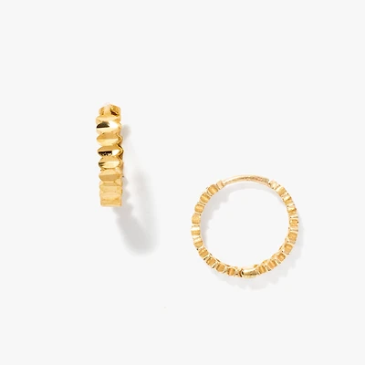 Diamond Cut Hoop Earrings in 14K Yellow Gold