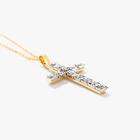 10K Yellow Gold Diamond Cross Pendant (0.15ct tw)