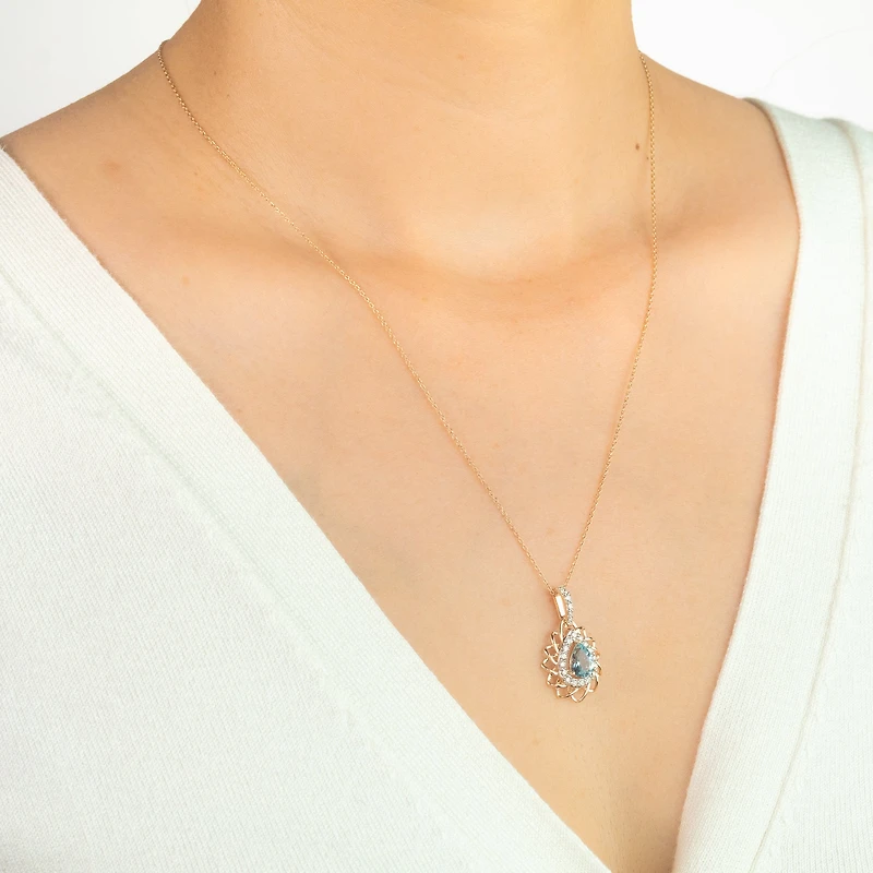 Aquamarine Necklace in 10K Yellow Gold