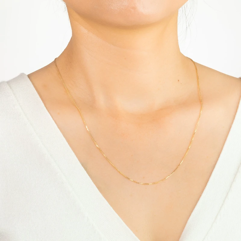 1mm Square Wheat Chain in 14K Yellow Gold (20")
