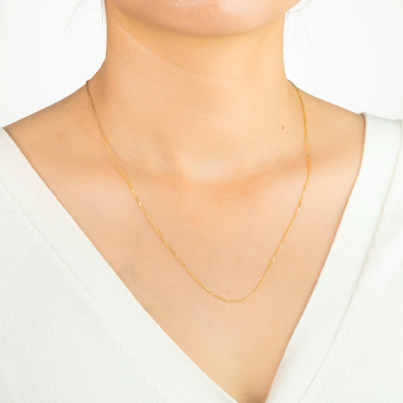 1mm Square Wheat Chain in 14K Yellow Gold (18")