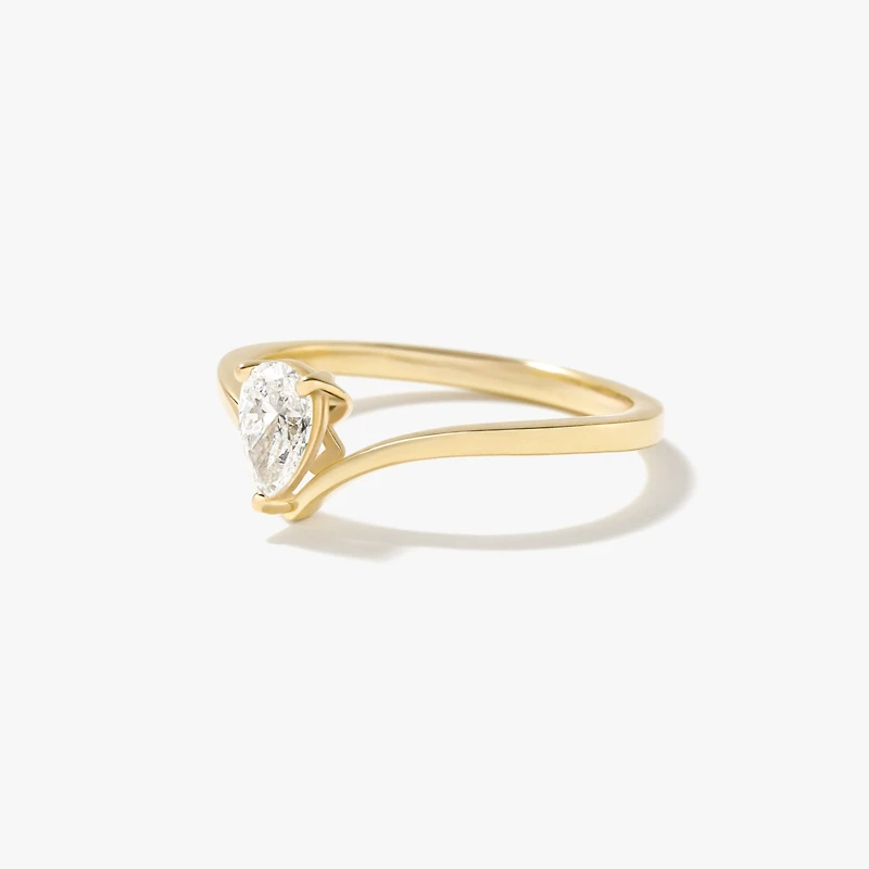 Lab Grown Pear Shape Diamond Promise Ring 10K Yellow Gold (0.30 ct