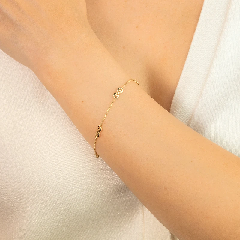 Circle Link Bracelet in 10K Yellow Gold