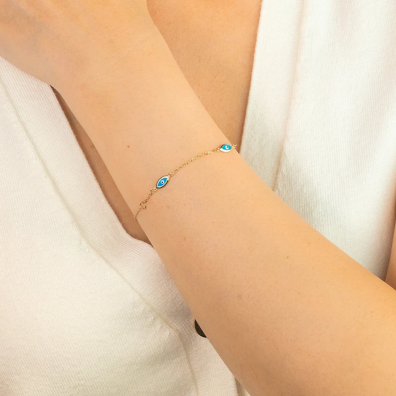 Evil Eye Bracelet in 10K Yellow Gold