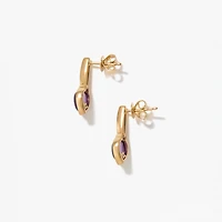 Amethyst Earrings in 10K Yellow Gold