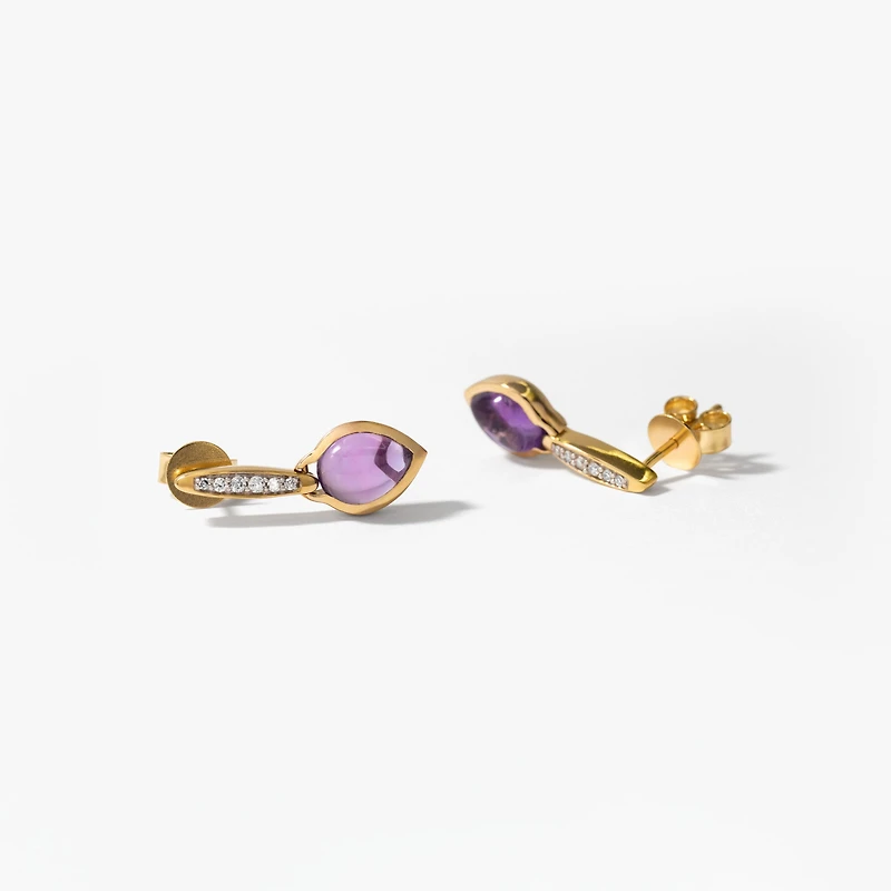 Amethyst Earrings in 10K Yellow Gold