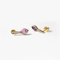 Amethyst Earrings in 10K Yellow Gold