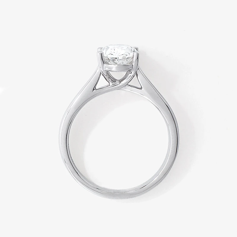 Lab Grown Oval Cut Diamond Engagement Ring 14K White Gold (2.00 ct