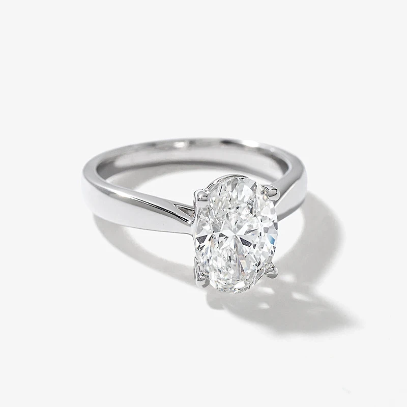 Lab Grown Oval Cut Diamond Engagement Ring 14K White Gold (2.00 ct