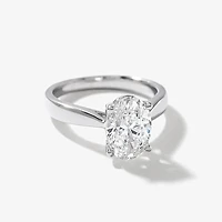 Lab Grown Oval Cut Diamond Engagement Ring 14K White Gold (2.00 ct