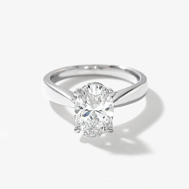 Lab Grown Oval Cut Diamond Engagement Ring 14K White Gold (2.00 ct