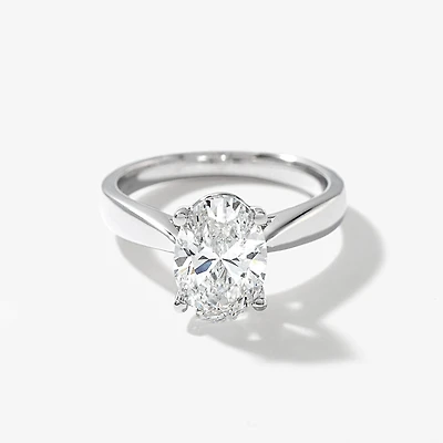Lab Grown Oval Cut Diamond Engagement Ring 14K White Gold ( ct