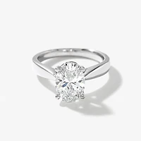 Lab Grown Oval Cut Diamond Engagement Ring 14K White Gold (2.00 ct
