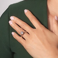 Lab Grown Round Cut Diamond Engagement Ring 14K White Gold ( ct