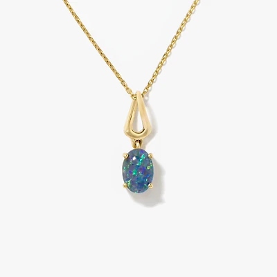 Triplet Opal Necklace in 10K Yellow Gold