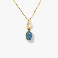 Triplet Opal Necklace in 10K Yellow Gold