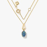 Triplet Opal Necklace in 10K Yellow Gold