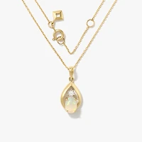 Opal Necklace with Diamond Accent in 10K Yellow Gold