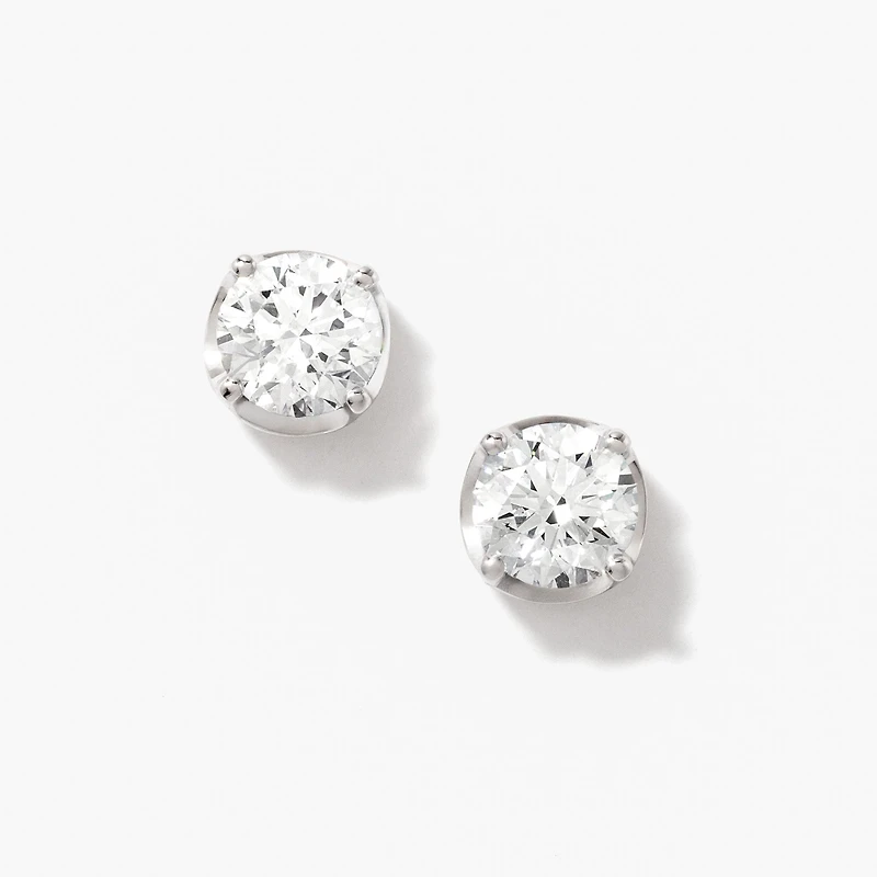 Lab Grown Diamond Stud Earrings in 14K White Gold (3.00 ct tw)