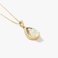 Opal Necklace with Diamond Accent in 10K Yellow Gold