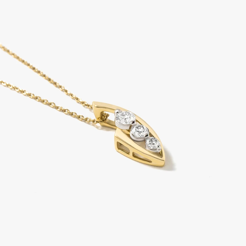 Lab Grown Diamond Necklace in 10K Yellow and White Gold (0.25 ct tw)