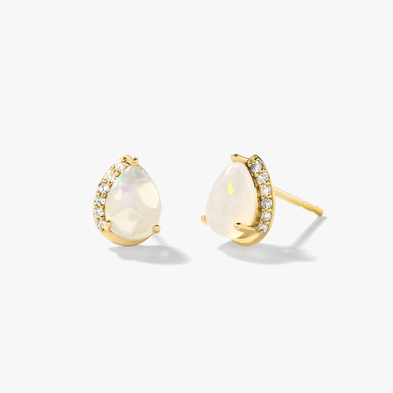 Opal Earrings in 10K Yellow Gold