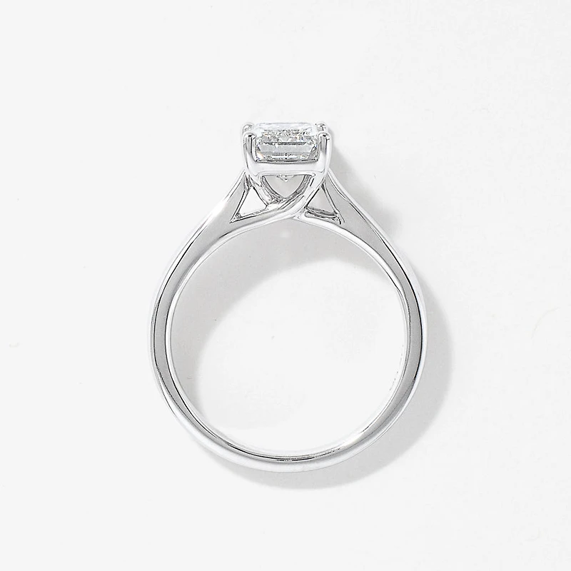 Lab Grown Emerald Cut Diamond Engagement Ring 14K White Gold