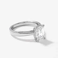 Lab Grown Emerald Cut Diamond Engagement Ring 14K White Gold