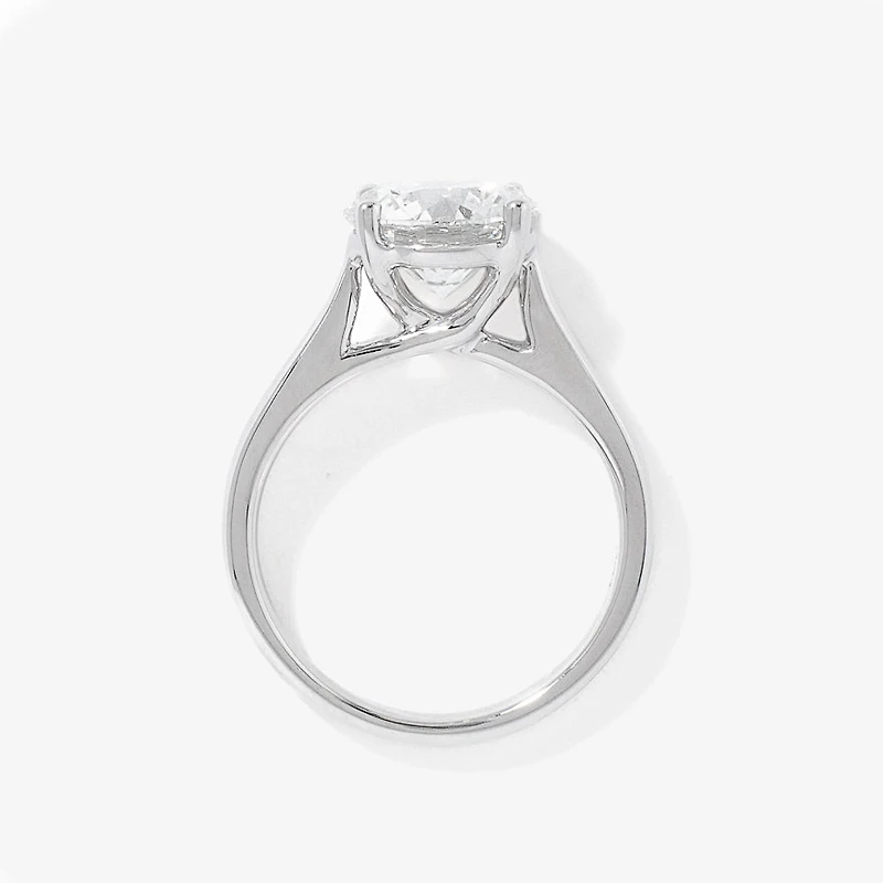 Lab Grown Round Cut Diamond Engagement Ring 14K White Gold (3.00 ct