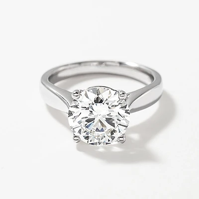 Lab Grown Round Cut Diamond Engagement Ring 14K White Gold (3.00 ct