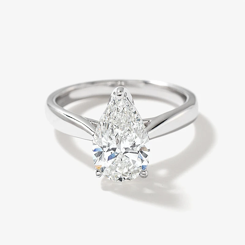 Lab Grown Pear Cut Diamond Engagement Ring 14K White Gold ( ct